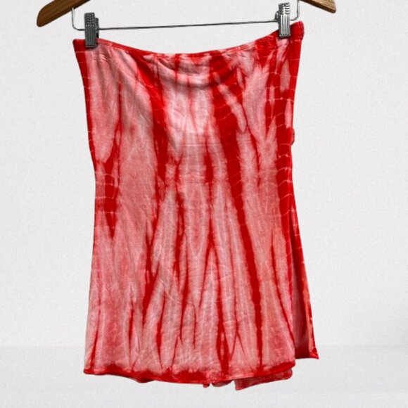 Sky Women's Strapless Tie Dye Crochet Tunic Top Pink Sexy NEW Medium - Picture 2 of 4